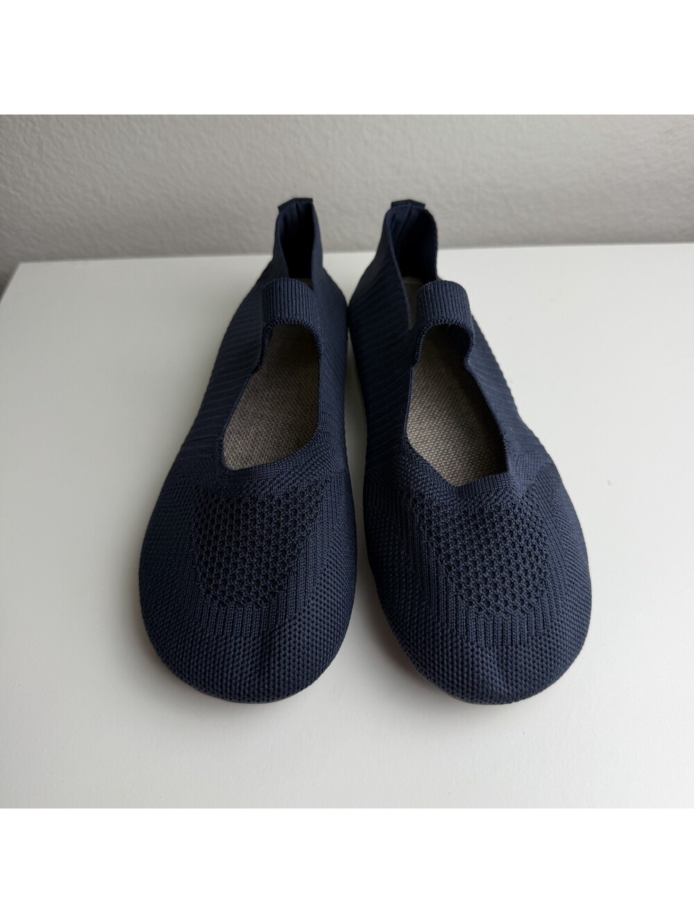 Women’s Navy Blue Knit Slip On Shoes Comfort Walking Casual Lightweight Flats